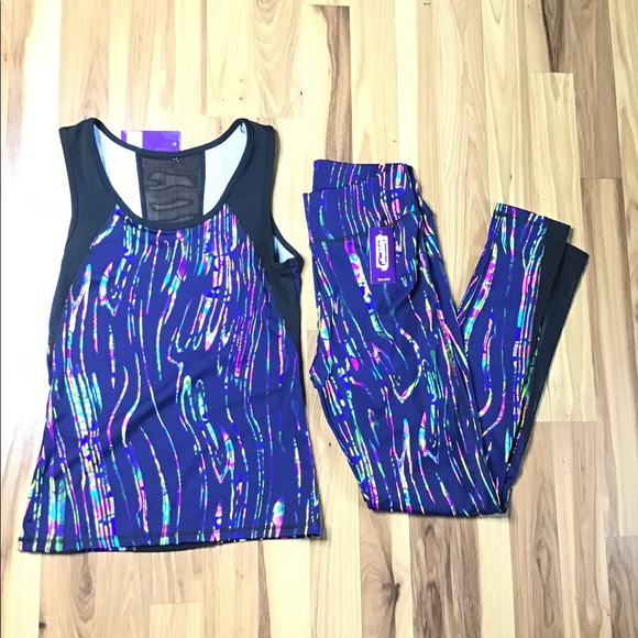 Navy blue print active leggings S/M - Picture 6 of 6